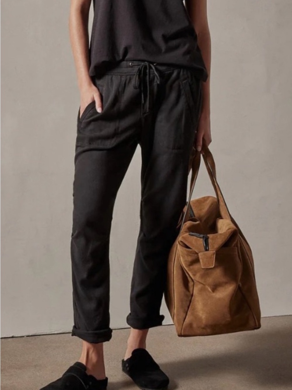 NWT James Perse Black Drawstring Track Joggers SIZE 1